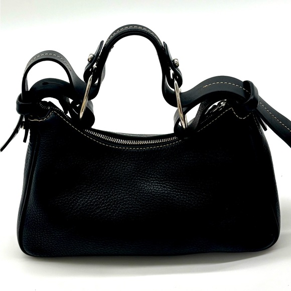 Vintage Dooney & Bourke 1975 Black Leather Purse Shoulder Handbag. Pre-Owned - Picture 2 of 13